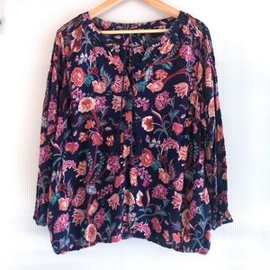 Lucky Boho Peasant Floral Top Blouse Shirt 1X